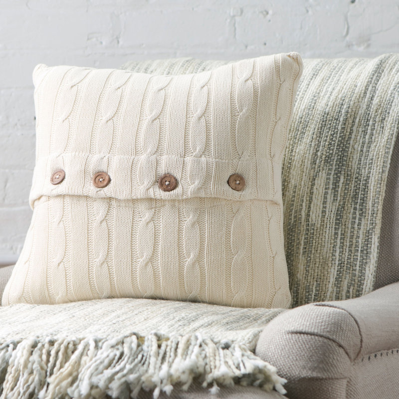 Three Posts Harrietstown Cable Knit Cotton Throw Pillow Reviews