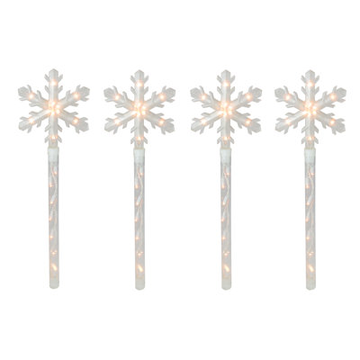 Snowflakes Christmas Pathway Marker with Lawn Stakes - Clear Lights