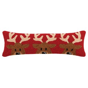 Peking Handicraft 31TG853C20OB Prancing Reindeer Hook Pillow 20-inch Length Wool and Cotton 