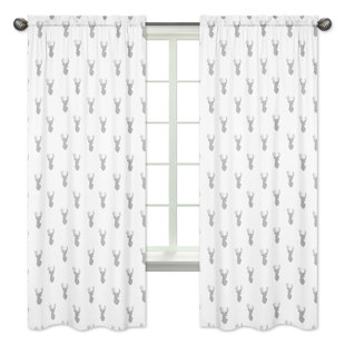 Baby Nursery Curtains Wayfair Stag Wildlife Semi Sheer Rod Pocket Curtain Panels Set Of 2