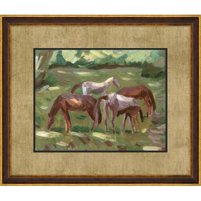 Grazing Ponies - Picture Frame Painting on Paper