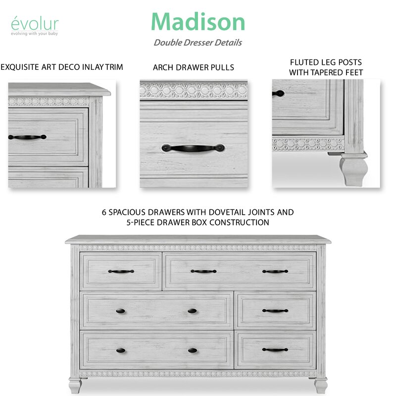 evolur madison double dresser weathered grey