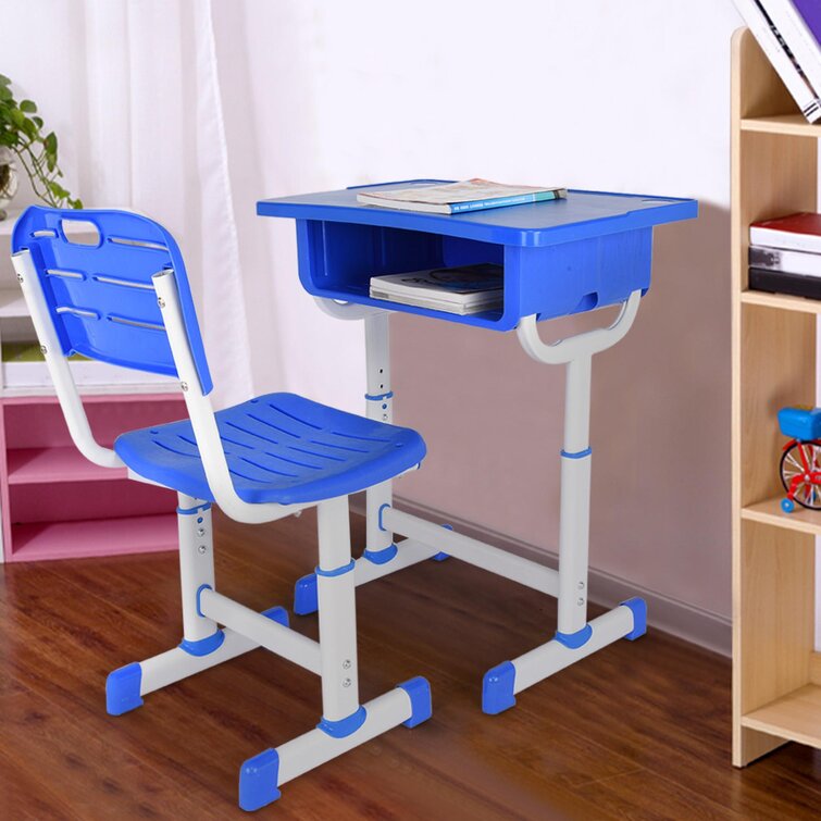 Desk and Chair Set Height Adjustable Kids Children's Sturdy Table School Desk