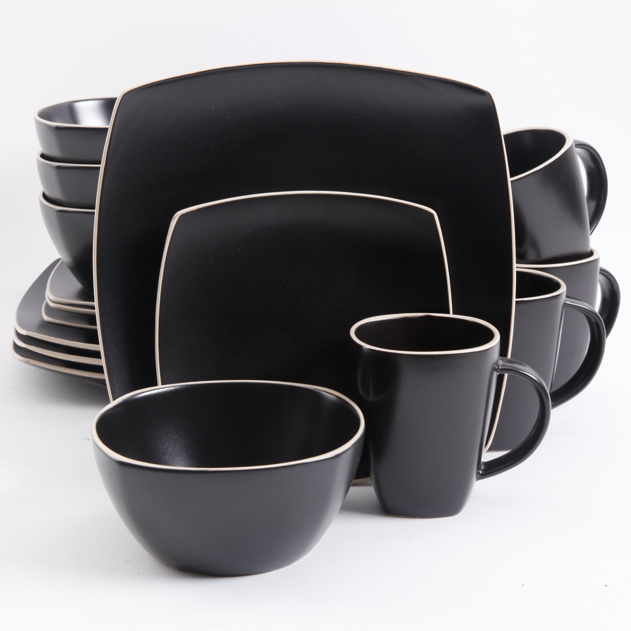 black transferware dinnerware sets