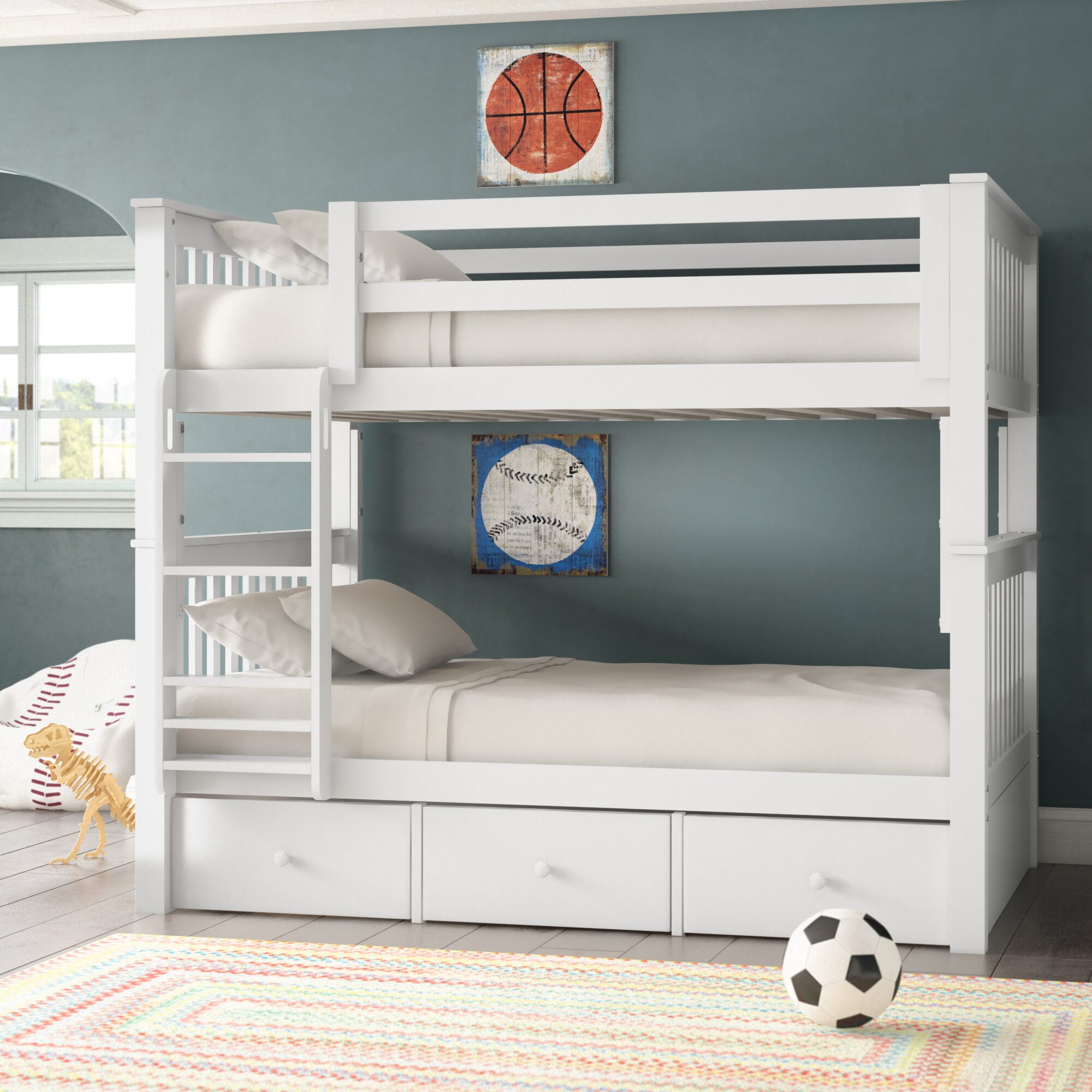 bunk bed with cupboard