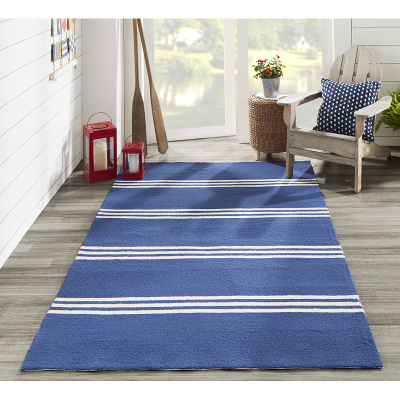 Sol 72 Outdoor Albina Striped Hand Hooked Maritime Blue Indoor Outdoor Area Rug Reviews Wayfair