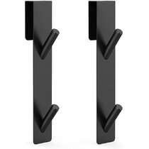 KAWAHA Triple Hooks for Frameless Glass Shower Door Stainless Steel Towel Hooks Over The Bathroom Glass Wall up to 3//8 inch 10mm 2 Pack - Black