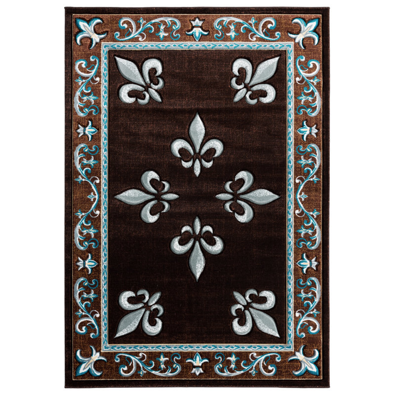 Fleur De Lis Living Goines Oriental Turquoise Brown Gray Area Rug Reviews Wayfair