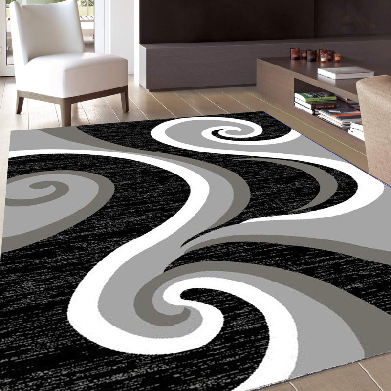 Ebern Designs Collingwood Loom Gray White Black Rug Reviews Wayfair Ebern Designs Collingwood Loom