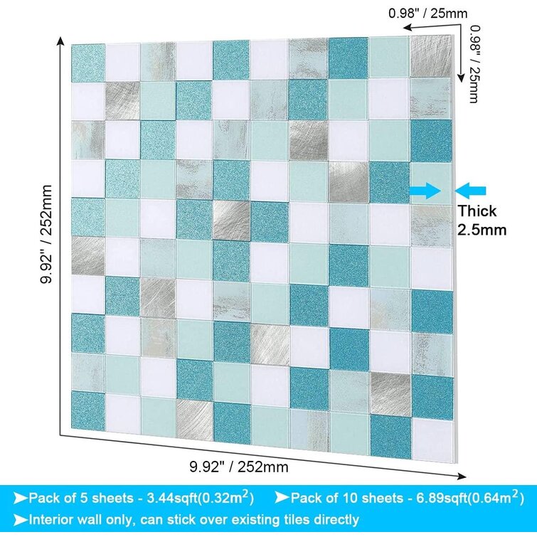 Blue bestonzon Waterproof Tile Stick Individual and Shell Mosaic Mosaic Tiles For Kitchen Or Bathroom Decor
