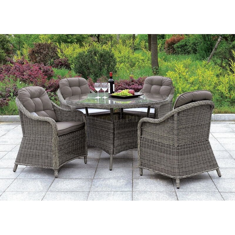 Darby Home Co Capuano 5 PC Round Patio Dining Table Set