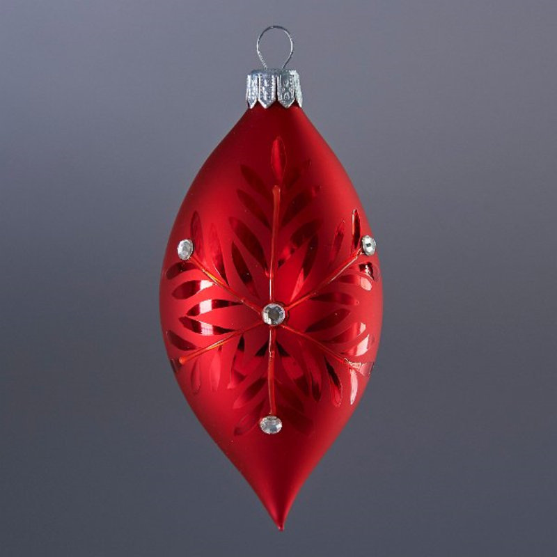 The Holiday Aisle® Red Snowflake Teardrop Finial Ornament | Wayfair