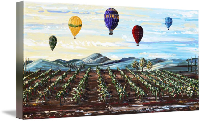 Bloomsbury Market Hot Air Balloons Wine Vineyard Misty Morning