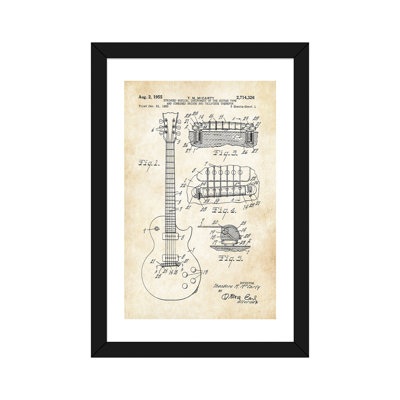 Gibson Les Paul Guitar 1955 by Patent77  Textual Art Print East Urban Home Size 24 H x 16 W x 1 D Format Black Framed Paper