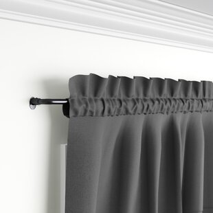 183 to 366 cm Curtain Holdbacks Black Basics 2.5 cm Curtain Rod with Square Finials 
