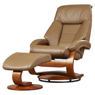 Flathead Lake Leather Manual Swivel Recliner With Ottoman by Red Barrel Studio Sale