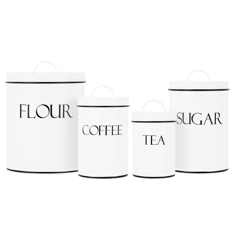 Outshine Farmhouse Nesting Perfect for Flour, Coffee, Tea, Sugar 4 Piece  Kitchen Canister Set