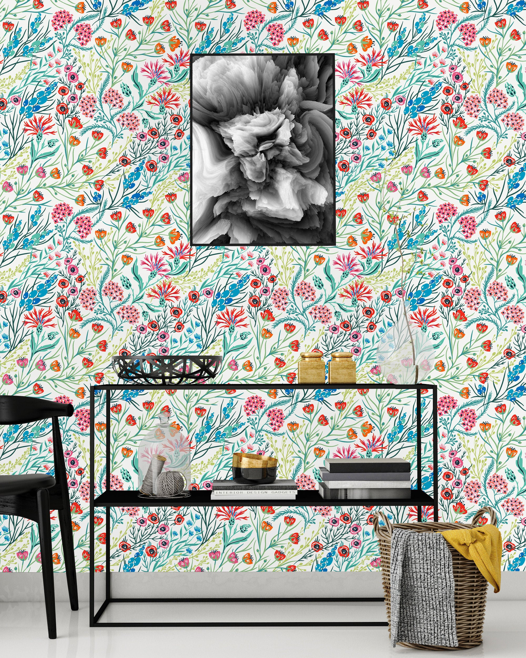 Ebern Designs Vania Poppy And Wild Flowers 75 L X 25 W Peel And Stick Wallpaper Panel Wayfair