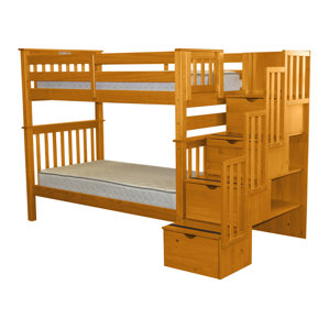 Stairway Tall Twin over Twin Bunk Bed with Storage by Bedz King