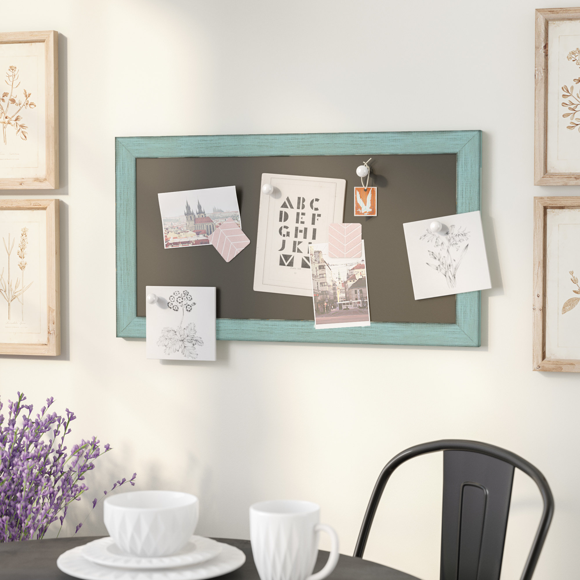 Laurel Foundry Modern Farmhouse Magnetic Wall Mounted Sky Blue Rustic Bulletin Board Reviews Wayfair