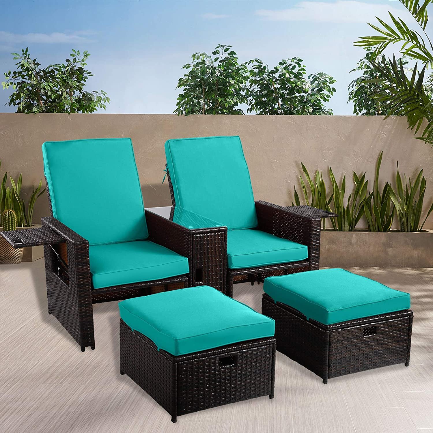 garden rattan chaise