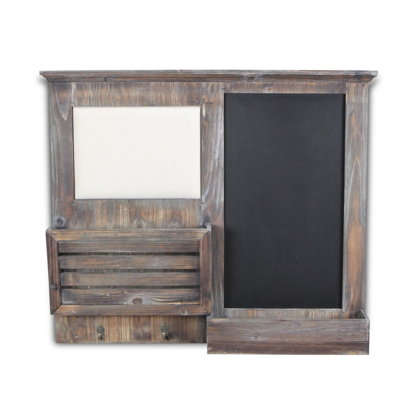 August Grove Johanna Wall Organizer With Key Hooks And Chalkboard