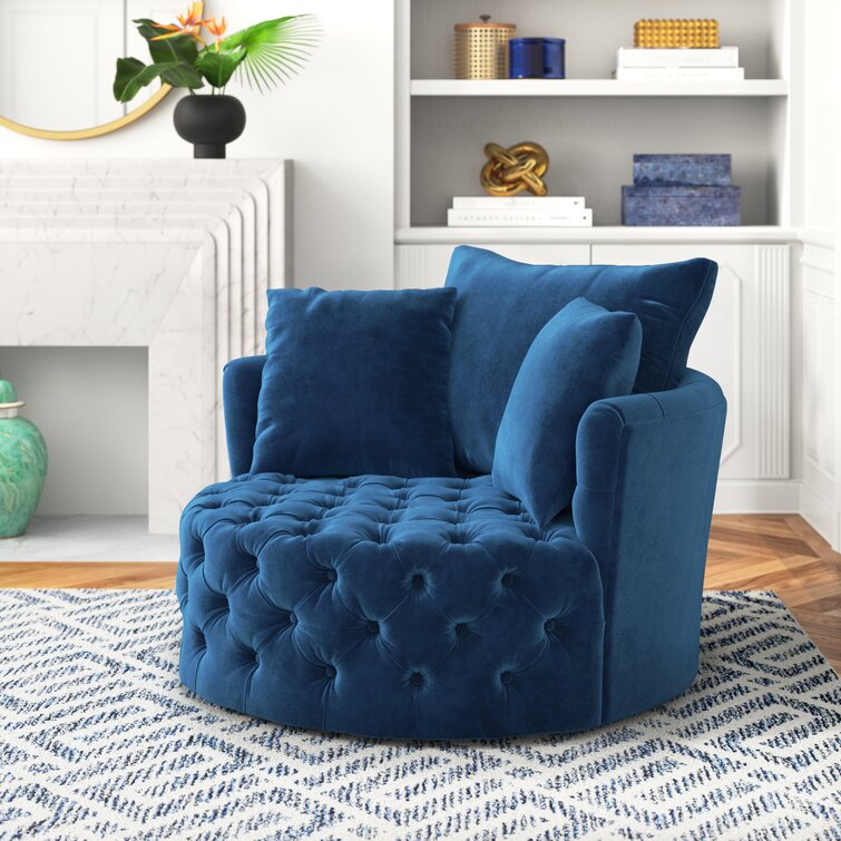 chair and a half with ottoman blue