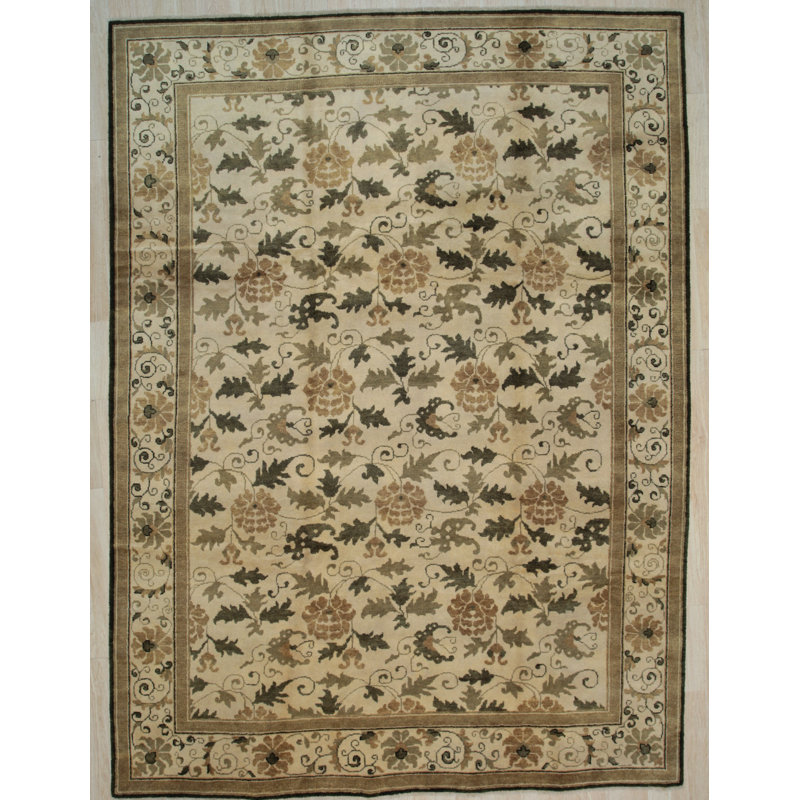Canora Grey Nicci Oriental Hand Knotted Wool Ivory Area Rug Wayfair
