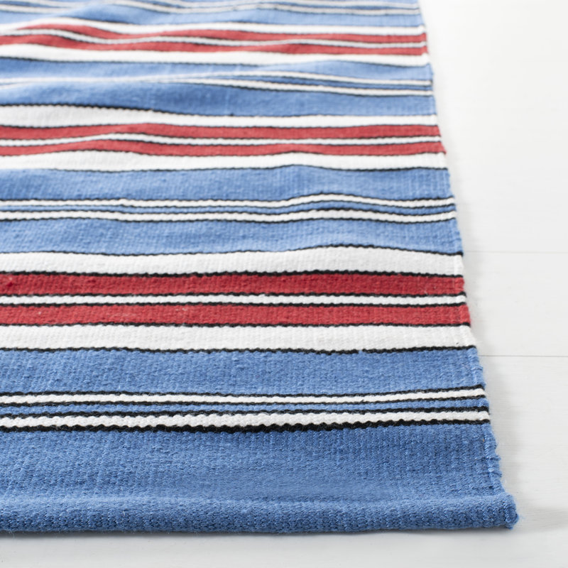Lauren Ralph Lauren Leopold Stripe Handwoven Flatweave Royal Blue Red Area Rug Wayfair