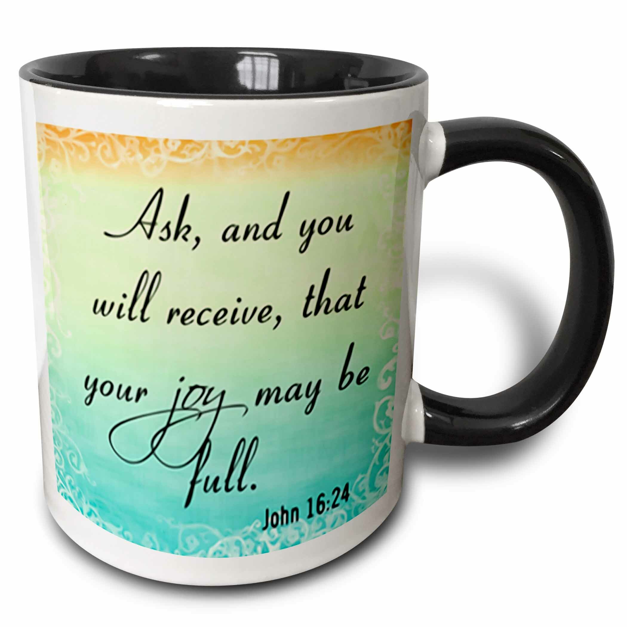 East Urban Home Bible Verse John 16 24 Gradient Vibrant Bible Christian Inspirational Saying Coffee Mug Wayfair