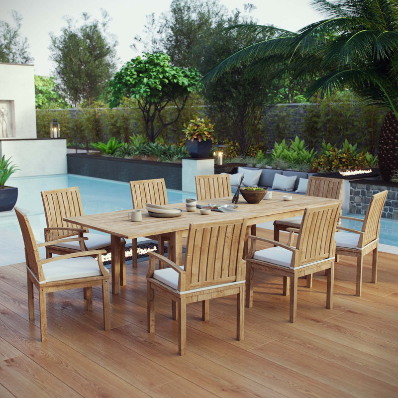 Rosecliff Heights Constance Outdoor Patio 9 Piece Teak ...