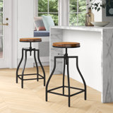 Wanda Swivel Adjustable Height Bar Stool (Set of 2) by Foundstone™