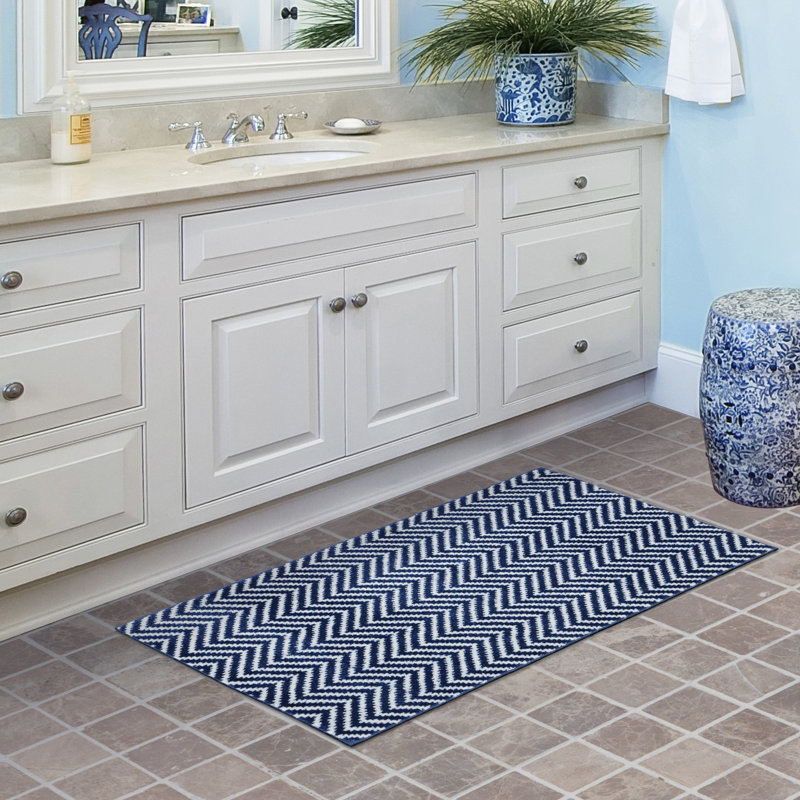 Rosecliff Heights Daly Rectangle Non Slip Chevron Bath Rug Rectangle Non Slip Chevron Bath Rug