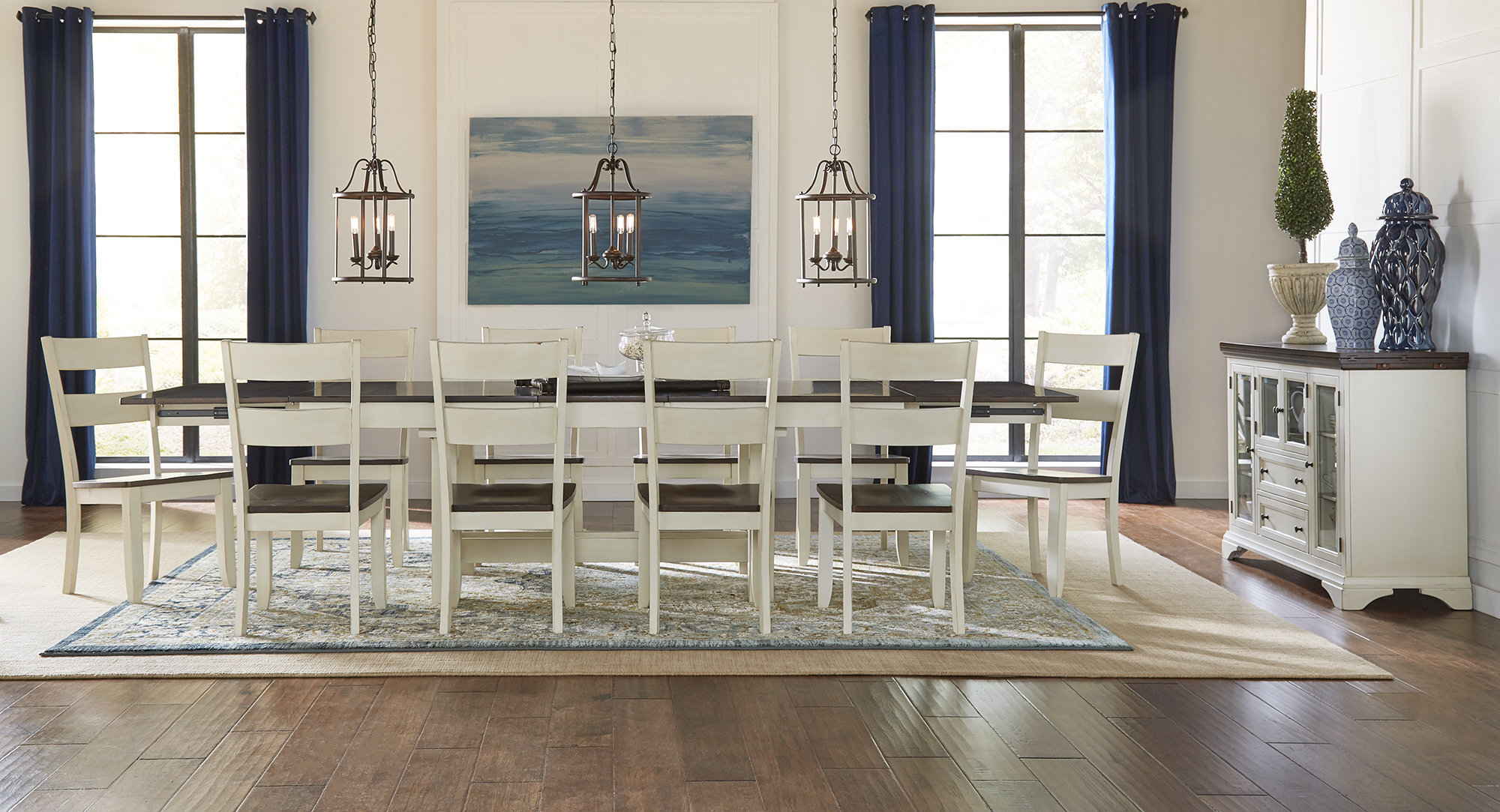 Canora Grey Aguero 11 Piece Extendable Solid Wood Dining Set Extendable Solid Wood Dining Set