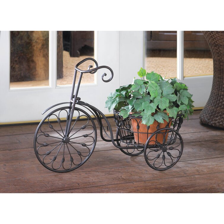 DECORATIVE TRICYCLE FLOWER BASKET BIKE BICYCLE COCO LINED ROUND PLANTER POT HOME