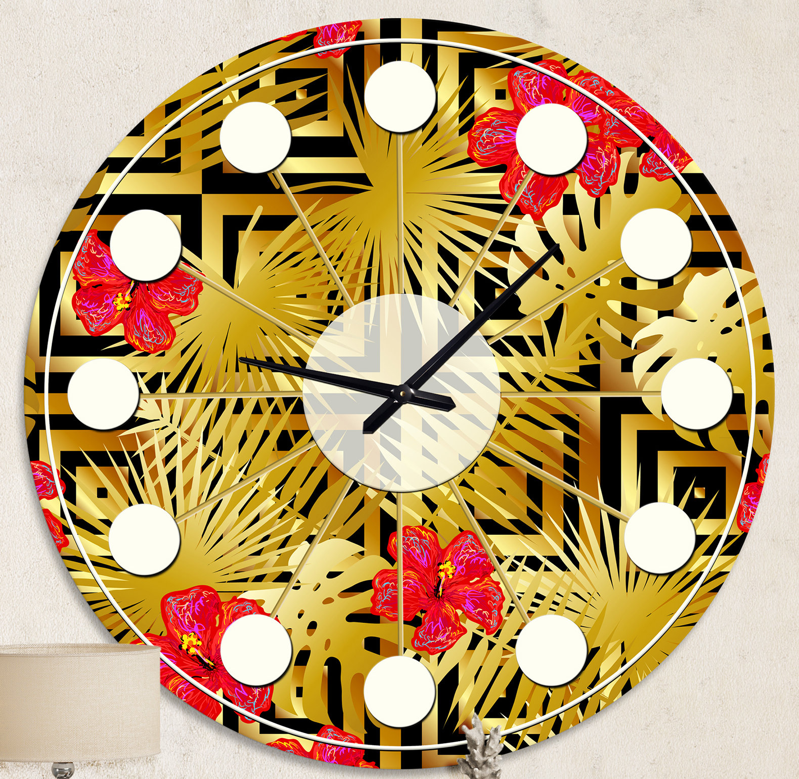 East Urban Home Oversized Tropical Luxury Iii Mid Century Wall Clock Wayfair