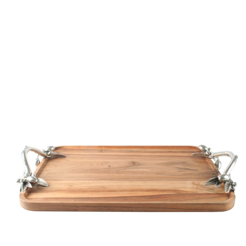 Vagabond House Olive Grove Pewter Branch Handle Acacia Wood Serving Tray Wayfair