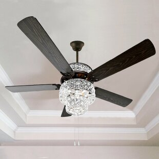 52 Tibuh Punched Metal Crystal 5 Blade Ceiling Fan With Remote