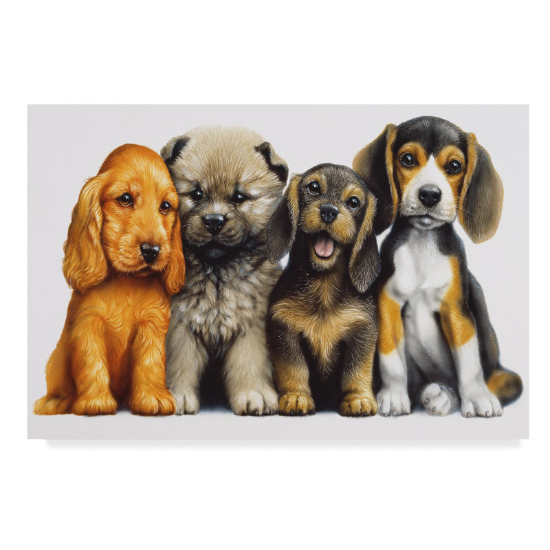 Trademark Art Young Dogs Acrylic Painting Print On Wrapped