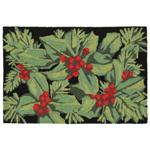 Hollyberries Hand-Tufted Black Indoor/Outdoor Area Rug