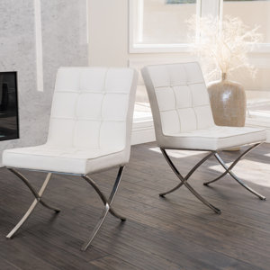 Home Loft Concepts Milania Genuine Leather Upholstered Dining Chair Set Of 2 Denpai Dernma
