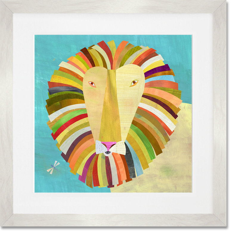 Oopsy Daisy Colorful Lion By Melanie Mikecz Framed Painting