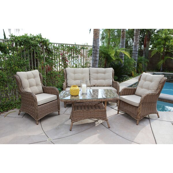 Trappe 4 Piece Sofa Seating Group Set with Cushions