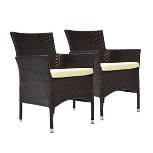 Bora Stacking Patio Dining Chair with Cushion (Set of 2)