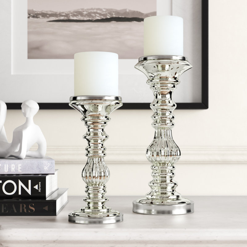 Kelly Clarkson Home 2 Piece Glass And Metal Tabletop Candlestick Set Reviews Wayfair