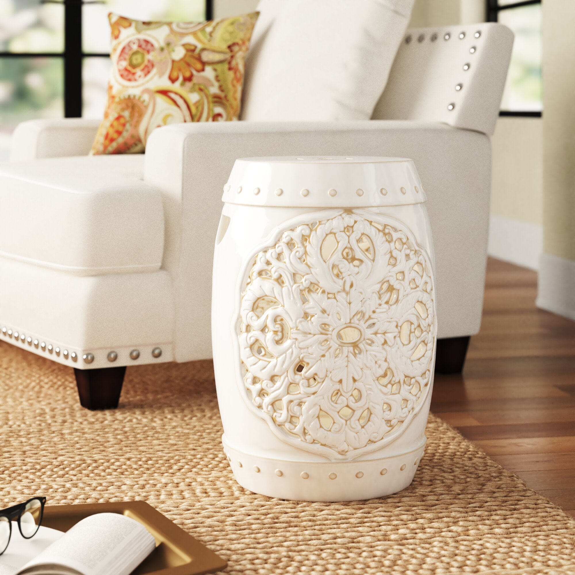 cream garden stool