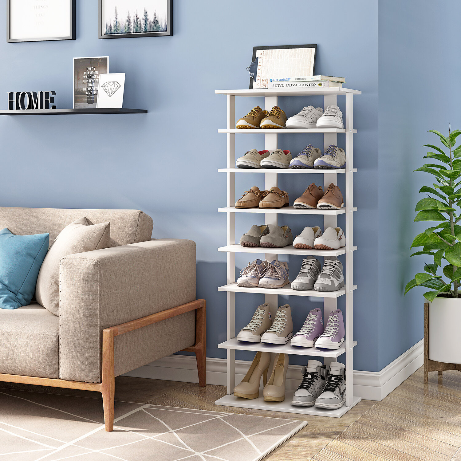 Rebrilliant 14 Pair Stackable Shoe Rack & Reviews | Wayfair