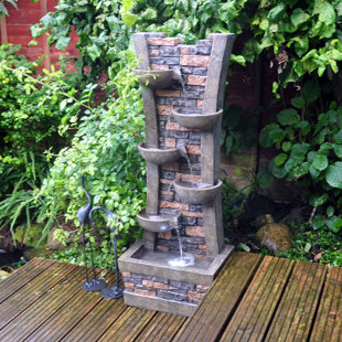 Garden Water Features Fountains Solar You Ll Love Wayfair Co Uk Wall And Bowl Cascading Water Fountain With Light