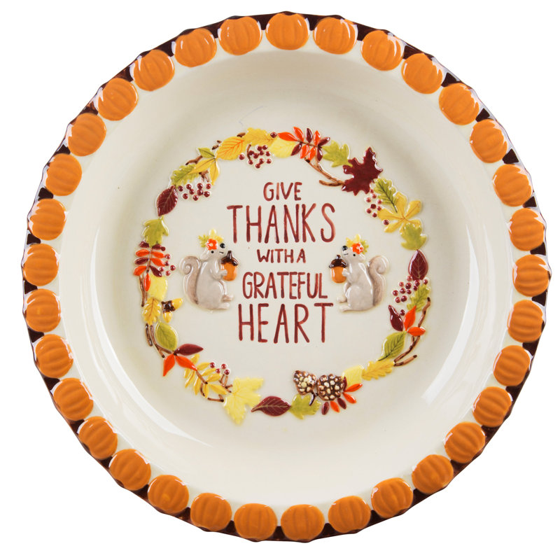 Home Essentials and Beyond Pumpkin Embossed Grateful Pie Plate