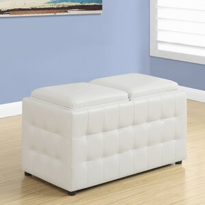 Faux Leather Storage Tray Ottoman